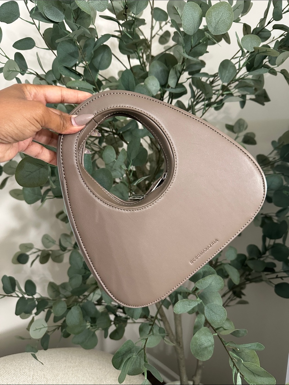 BCBGMaxAzria Sculpted Mini Top-Handle Bag in Taupe